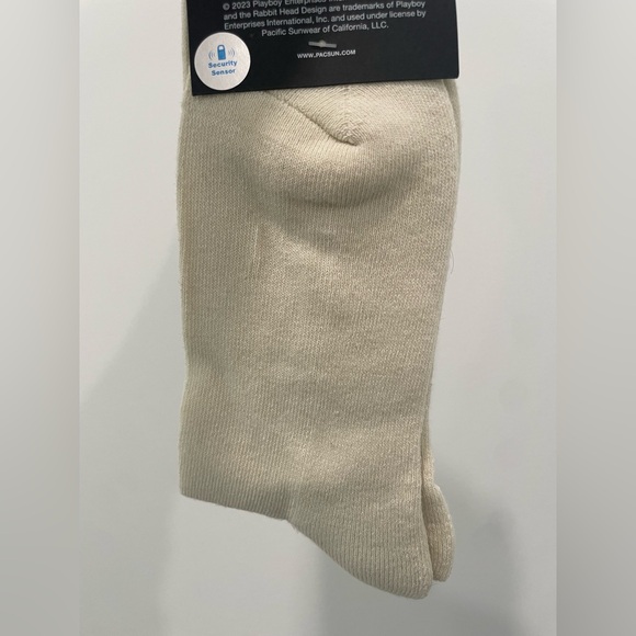 NWT White and Green Playboy Crew Socks - Picture 4 of 6